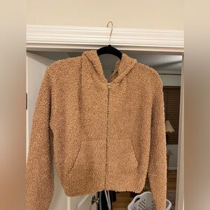 Skims cropped zip up fuzzy hoodie
